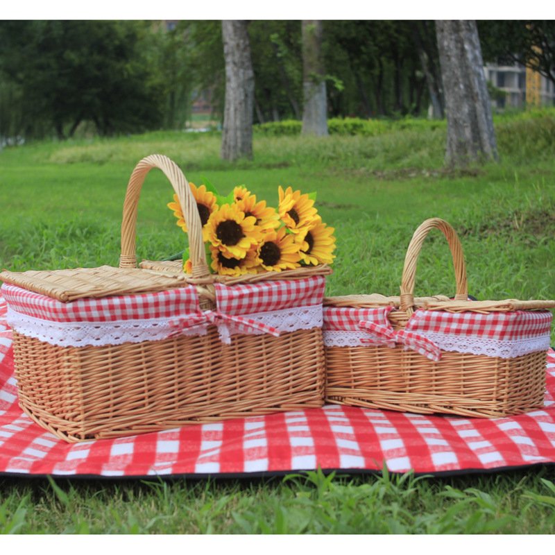 1616377825218.jpg Outdoor Picnic Basket Wicker Hand Basket With Cover - Image 1