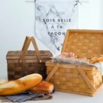 Chinese Fir Woven Picnic Basket With Lid - Image 2