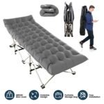 1Pc Folding Camping Cot Portable Sleeping Camping Bed Collapsible Travel Camp Cots Guest Bed Cot With 2-Sided Soft Pad 440LBS Max Load - Image 3