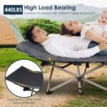 1Pc Folding Camping Cot Portable Sleeping Camping Bed Collapsible Travel Camp Cots Guest Bed Cot With 2-Sided Soft Pad 440LBS Max Load - Image 9