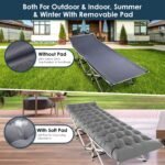 1Pc Folding Camping Cot Portable Sleeping Camping Bed Collapsible Travel Camp Cots Guest Bed Cot With 2-Sided Soft Pad 440LBS Max Load - Image 10