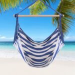 1Pc Hammock Hanging Chair Canvas Porch Patio Swing Seat Portable Camping Rope Seat Wooden Stick Hammock Chair With 2 Pillows 265LBS Load-bearing - Image 3