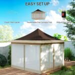 12 X 12 Ft. Canopy Tent With Mesh Netting, Up Tent With Carry Bag For Garden, Patio, Brown - Image 3