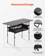 Folding Portable Camping Table Aluminum Outdoor Picnic Roll Up Table Storage Bag - Image 2