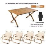 Aluminum Alloy Outdoor Foldable Egg Roll Table Portable Camping Picnic Chair - Image 10