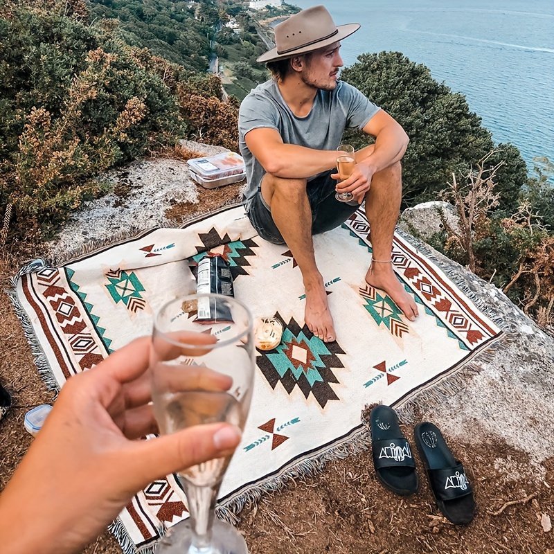 58853cd4-cacd-4fff-8410-4d8b4bafc9e7.jpg Portable Ramadan Vintage Picnic Mat, Bohemian Style Blanket, For Outdoor Picnic Camping - Image 1