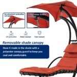 Hanging Chaise Lounger With Removable Canopy, Outdoor Swing Chair With Built-in Pillow, Hanging Curv - Image 6