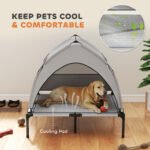 Elevated Dog Bed With Removable Canopy, Portable Outside Raised Pet Cot With Cooling Pad, Storage Bag, 42 X 30 X 37 - Image 4