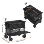 VEVOR Foldable Double Decker Wagon, 400L Collapsible Wagon Cart With All-Terrain Wheels, Heavy Duty Folding Wagon Cart 450 Lbs Weight Capacity For Camping, Shopping, Garden, - Image 4