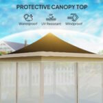 12 X 12 Ft. Canopy Tent With Mesh Netting, Up Tent With Carry Bag For Garden, Patio, Brown - Image 4