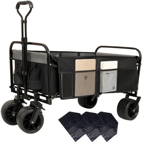 86f3ddf0-02b6-432c-9131-2505904acb92.jpg 440lbs Collapsible Foldable Wagon Cart With Strapping System ,Beach Wagon Utility Cart Utility Wagon Grocery Cart For Camping Shopping Sports Gardening Fishing Supports 3pcs Plastic Liner Bag - Image 1