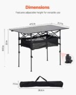 Folding Portable Camping Table Aluminum Outdoor Picnic Roll Up Table Storage Bag - Image 9