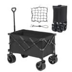 VEVOR Collapsible Folding Wagon, 220 L Beach Wagon Cart With All-Terrain Wheels, Heavy Duty Folding Wagon Cart Max 330 Lbs With Drink Holders, Sports Wagon For Camping, Shopping, Garden - Image 5
