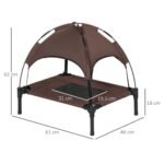 PawHut Raised Dog Bed Waterproof Elevated Pet Cot With Breathable Mesh UV Protection Canopy Brown, For Small Dogs, 61 X 46 X 62cm - Image 2