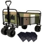 440lbs Collapsible Foldable Wagon Cart With Strapping System ,Beach Wagon Utility Cart Utility Wagon Grocery Cart For Camping Shopping Sports Gardening Fishing Supports 3pcs Plastic Liner Bag - Image 3