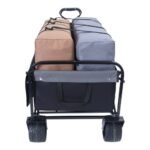 440lbs Collapsible Foldable Wagon Cart With Strapping System ,Beach Wagon Utility Cart Utility Wagon Grocery Cart For Camping Shopping Sports Gardening Fishing Supports 3pcs Plastic Liner Bag - Image 5