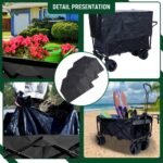 440lbs Collapsible Foldable Wagon Cart With Strapping System ,Beach Wagon Utility Cart Utility Wagon Grocery Cart For Camping Shopping Sports Gardening Fishing Supports 3pcs Plastic Liner Bag - Image 7
