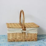 Outdoor Picnic Basket Wicker Hand Basket With Cover - Image 10