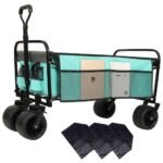 440lbs Collapsible Foldable Wagon Cart With Strapping System ,Beach Wagon Utility Cart Utility Wagon Grocery Cart For Camping Shopping Sports Gardening Fishing Supports 3pcs Plastic Liner Bag - Image 2