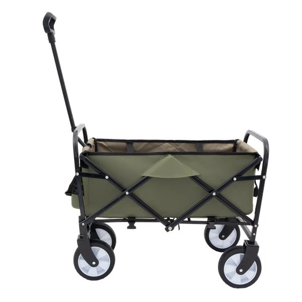 f39b925d-73e1-48df-9df8-450b48f7197c.jpg Collapsible Foldable Wagon Cart With Strapping System, Beach Wagon , Utility Cart , Utility Wagon Grocery Cart For Camping Shopping Sports Gardeing Fishing Supports 225lbs ,All-Terrain Wheels Green - Image 1